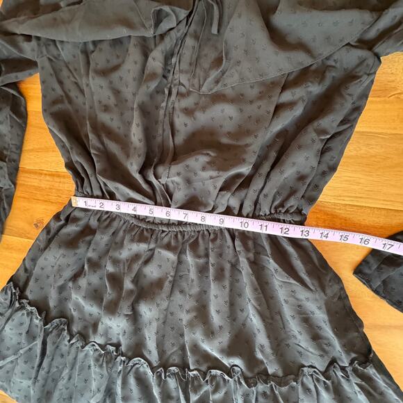 Rumored Senorita Mini Dress Black Off the Shoulder Sheer Witchy Fairy Grunge - Picture 15 of 16